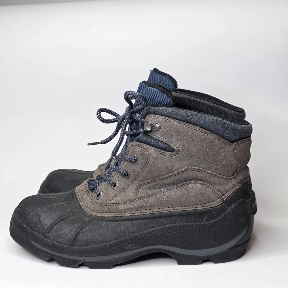 Columbia Snow King Men's Boots Size 10 Gray Black Suede Rubber Hiking Hi Shoes